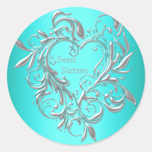 Blauwgroen Sweet Zestien Stickers Labels 16e (Voorkant)