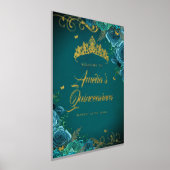 Blauwgroen Swirl Quinceanera Welkomstbord Goud Folie Afdrukken (Laagn)