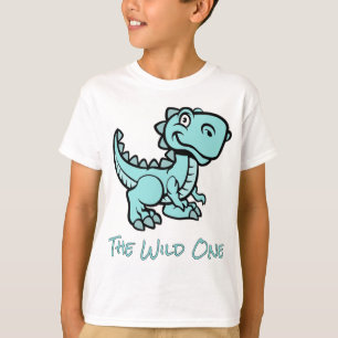 Blauwgroen T Rex Dinosaur Omtrek Naam T-shirt