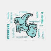 Blauwgroen T Rex Dinosaurus Fleece Deken (Voorkant (Horizontaal))