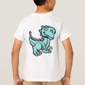 Blauwgroen T rex dinosaurus gepersonaliseerde naam T-shirt (Achterkant)