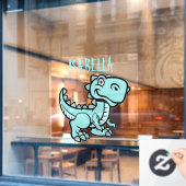 Blauwgroen T rex dinosaurus Raamsticker (Cafe Raam)