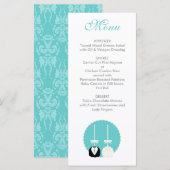 Blauwgroen Taart Pop Wedding Menu (Voorkant / Achterkant)