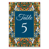 Blauwgroen talavera  bruiloft kaart (Achterkant)