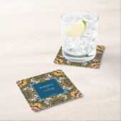 Blauwgroen talavera  Mexicaanse bruiloft monogramm Kartonnen Onderzetters (Insitu)