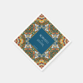 Blauwgroen talavera  Mexicaanse bruiloft monogramm Servet (Hoek)
