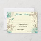 Blauwgroen Tan Grunge Swirls laten responskaarten  RSVP Kaartje (Voorkant)