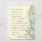 Blauwgroen Tan Grunge Swirls Leaves Wedding Invita Kaart (Achterkant)