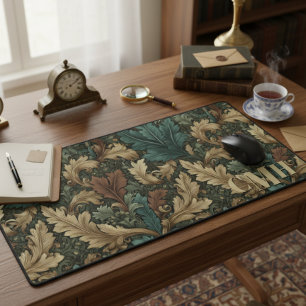 Blauwgroen & Tan Vintage William Morris Floral Mon Bureaumat