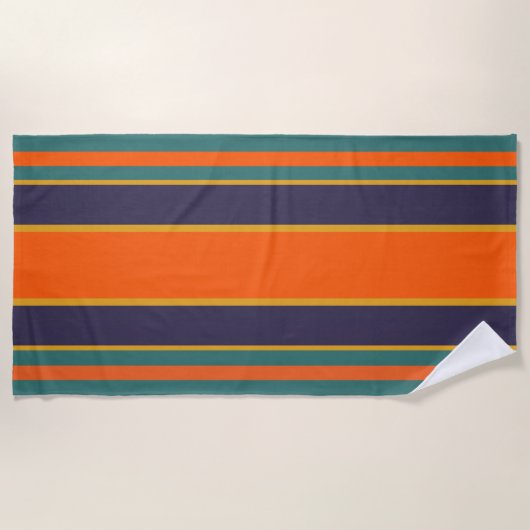 Blauwgroen, Tangerine, Gold, Deep Blue Beach Towel Strandlaken (Voorkant)