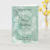 Blauwgroen tante en oom vrolijk kerstfeest kaart (Gele Bloem)