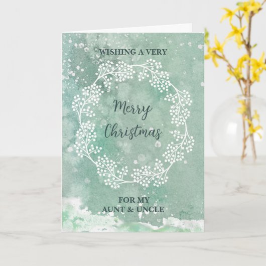 Blauwgroen tante en oom vrolijk kerstfeest kaart (Gele Bloem)