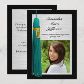 Blauwgroen Tassel met fotograaf Kaart (Voorkant / Achterkant)