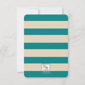 Blauwgroen & Taupe Stripe Housewarming Uitnodiging (Achterkant)