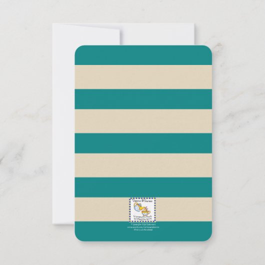 Blauwgroen & Taupe Stripe Housewarming Uitnodiging (Achterkant)