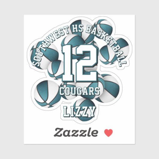 blauwgroen team kleuren basketballen clusterteam n sticker (Vel)