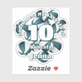 blauwgroen team kleuren basketballen kinder sporte sticker (Vel)