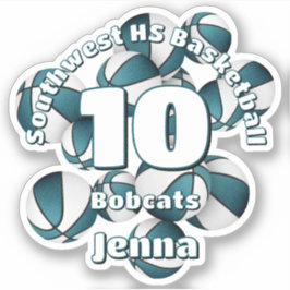 blauwgroen team kleuren basketballen kinder sporte sticker