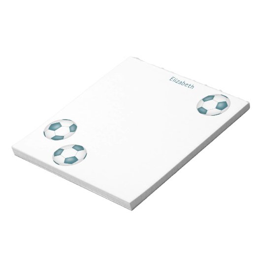 blauwgroen team kleuren voetballen accent notitieblok (Linkerzijde)