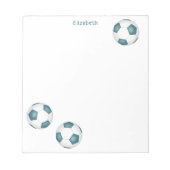blauwgroen team kleuren voetballen accent notitieblok (Voorkant)