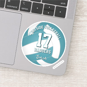 blauwgroen team kleuren volleybal Koop 1 of koop i Sticker