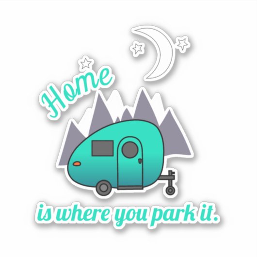 Blauwgroen Teardrop Trailer Camper Sticker (Voorkant)