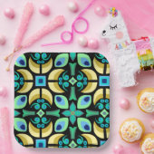 Blauwgroen tegel patroon Papier Bord (Feest)