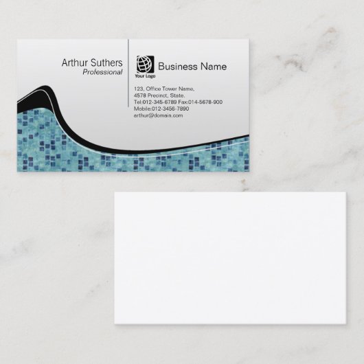 Blauwgroen Tegels Wave Pattern Visitekaartje (Voorkant / Achterkant)