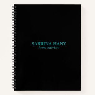 Blauwgroen tekst voor Neon Business zwart Notitieboek