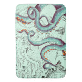 Blauwgroen tentakels op Blauwgroen  kaart Badmat (Voorkant Verticaal)