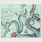 Blauwgroen tentakels op Blauwgroen  kaart Cadeaupapier (Vlak)