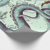 Blauwgroen tentakels op Blauwgroen  kaart Cadeaupapier (Hoek)