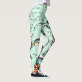 Blauwgroen tentakels op Blauwgroen  kaart Leggings (Rechts)