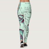 Blauwgroen tentakels op Blauwgroen  kaart Leggings (Achterkant)