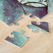 Blauwgroen tentakels op Blauwgroen  kaart Legpuzzel (Zijkant)