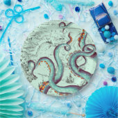 Blauwgroen tentakels op Blauwgroen  kaart Papieren Bordje (Feest)