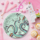 Blauwgroen tentakels op Blauwgroen  kaart Papieren Bordje (Feest)