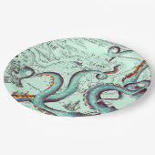 Blauwgroen tentakels op Blauwgroen  kaart Papieren Bordje (Gekanteld)
