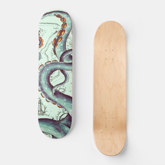 Blauwgroen tentakels op Blauwgroen kaart Persoonlijk Skateboard (Voorkant)