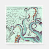 Blauwgroen tentakels op Blauwgroen  kaart Servet (Voorkant)