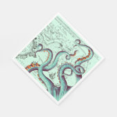 Blauwgroen tentakels op Blauwgroen  kaart Servet (Hoek)