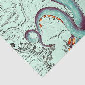 Blauwgroen tentakels op Blauwgroen kaart Tissuepapier (Detail)