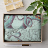 Blauwgroen tentakels op Blauwgroen kaart Tissuepapier (Geschenk)