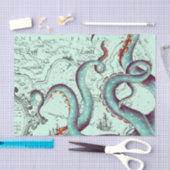 Blauwgroen tentakels op Blauwgroen kaart Tissuepapier (Craft)