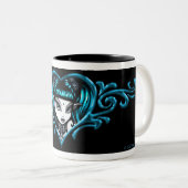 Blauwgroen Terra Tattoo Style Coffee-Mok Tweekleurige Koffiemok (Voorkant rechts)