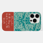 Blauwgroen & Terracotta Gepersonaliseerde Victoria Case-Mate iPhone Case (Achterkant (horizontaal))