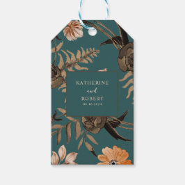 Blauwgroen terracotta val bruiloft gunst cadeaulabel