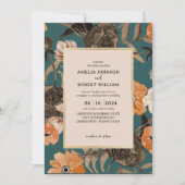 Blauwgroen Terracotta Waterverf Bloemen Herfst Bru Kaart (Voorkant)