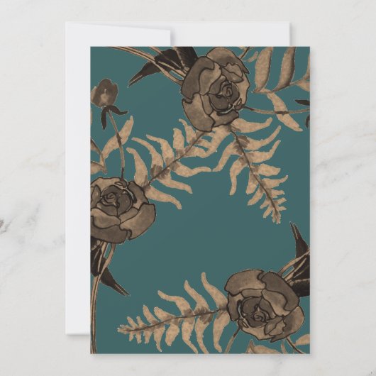 Blauwgroen Terracotta Waterverf Bloemen Herfst Bru Kaart (Achterkant)