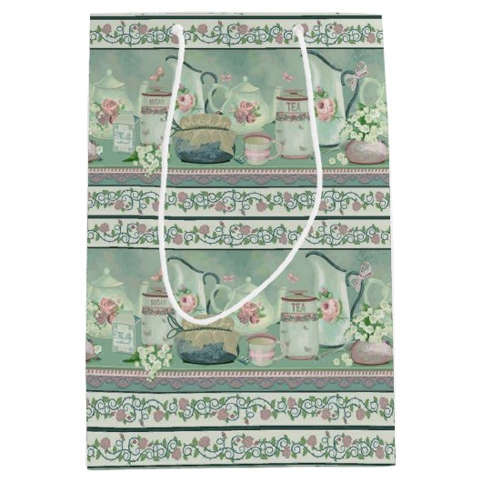  Blauwgroen thee & Rozen Gift Bag Medium Cadeauzakje (Voorkant)